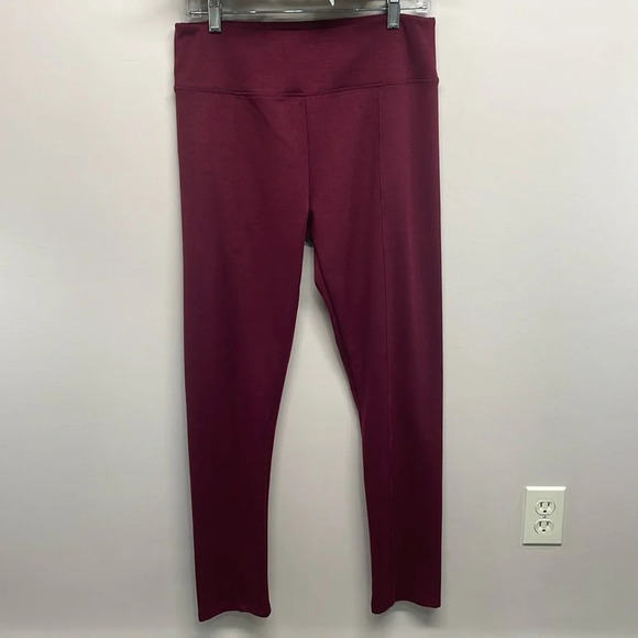 Ashley Blue Pull On Front Seam Pants Burgundy L - Picture 1 of 14